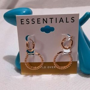 Essentials... 18K Gold Plated Polished Hoop and Imitation Pearl Hoop Duo